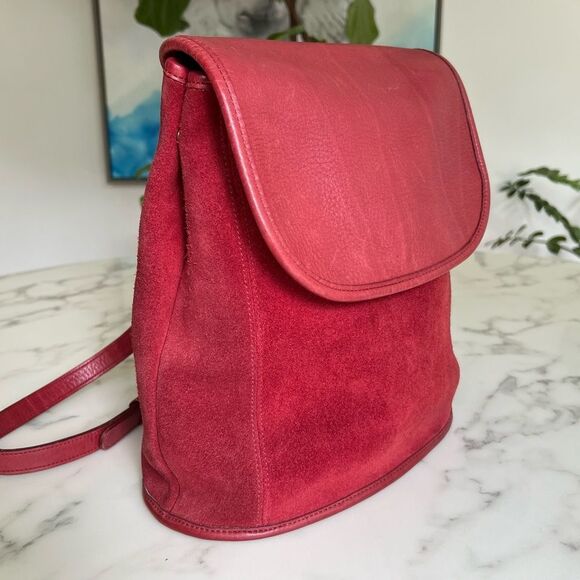 Coach Vintage Berkeley Convertible Backpack 9016 Red Leather and Suede Ruff Out main image 16